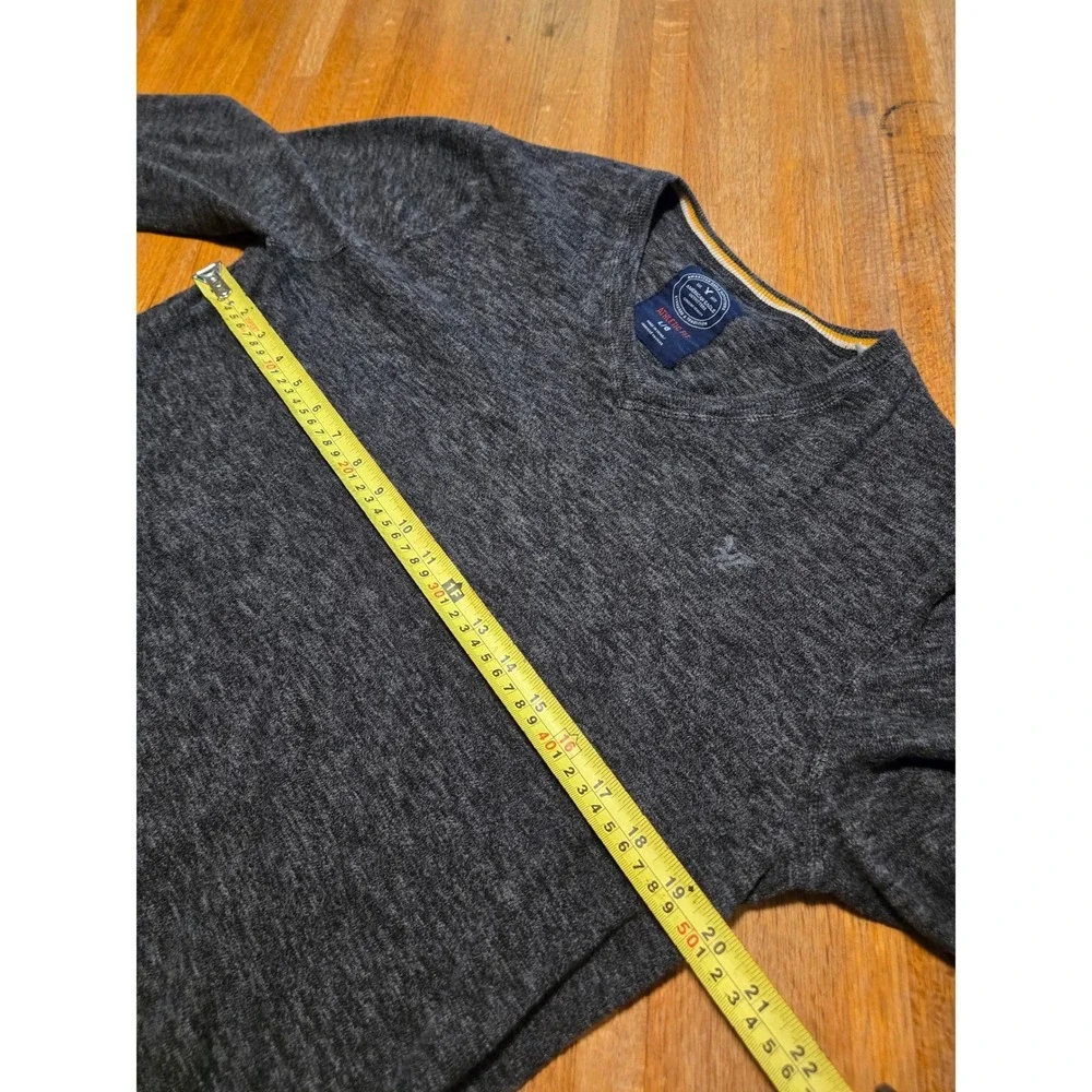 American Eagle Mens Large Charcoal Gray V-Neck Marl Cotton Athletic Fit Sweater